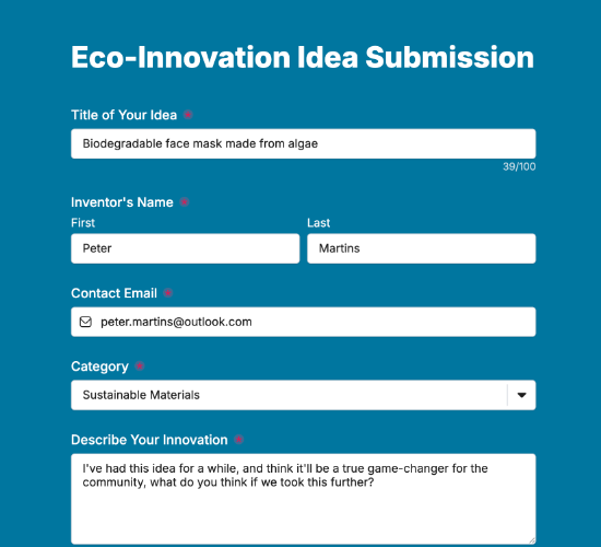 Eco-Innovation Ideas Submission Form