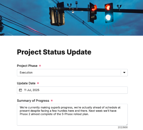 Project Status Update Form