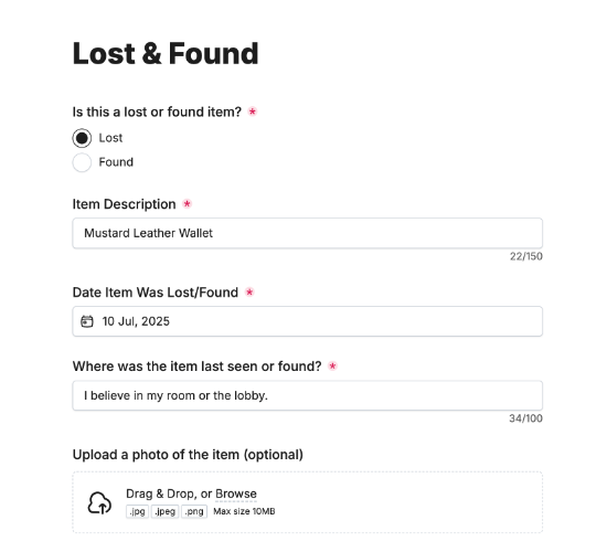 Lost and Found Reporting Form
