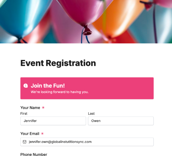 Office Event Registration Form