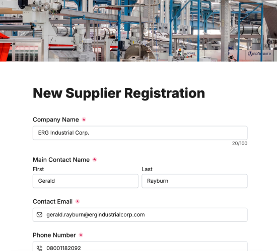 Supplier Onboarding Form
