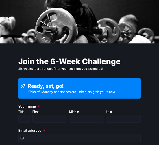 6-Week Challenge Signup Form
