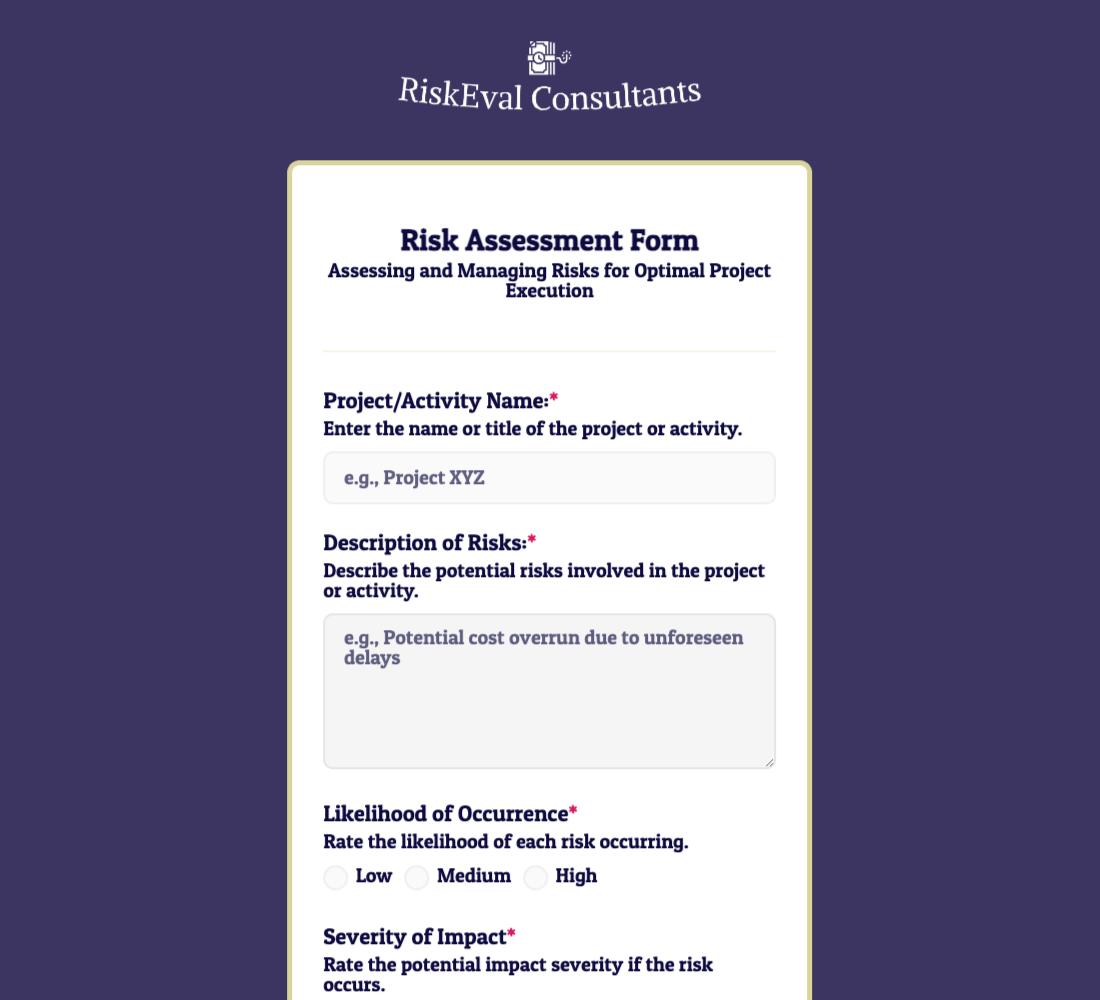 Risk Assessment Form