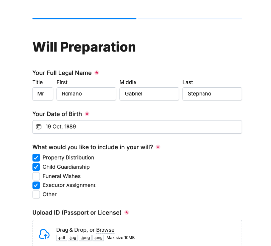 Will Preparation Request Form