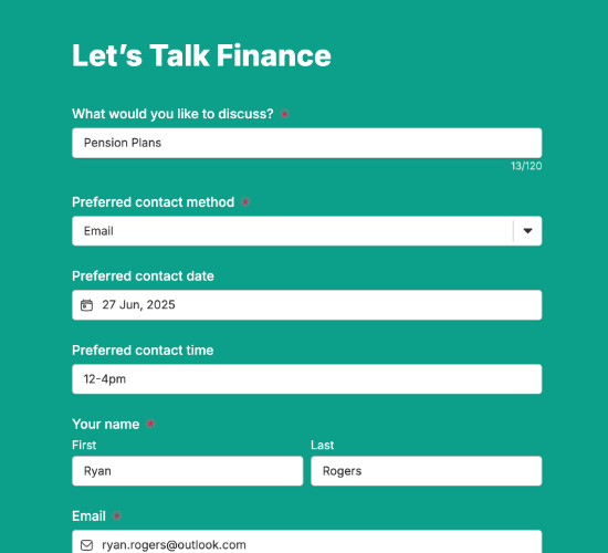 Financial Advisor Contact Request Form