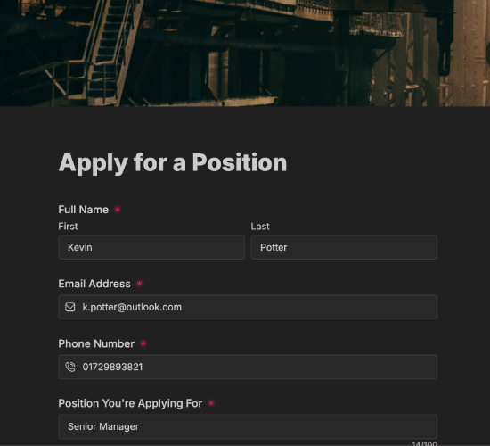 Job Application Form