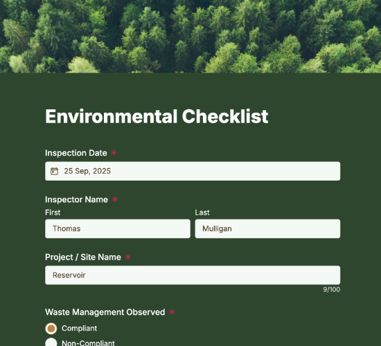 Environmental Inspection Checklist Form