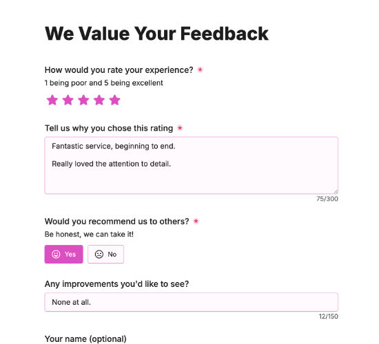 Client Feedback Form