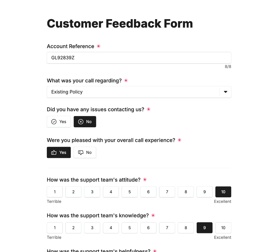 Customer Feedback Form