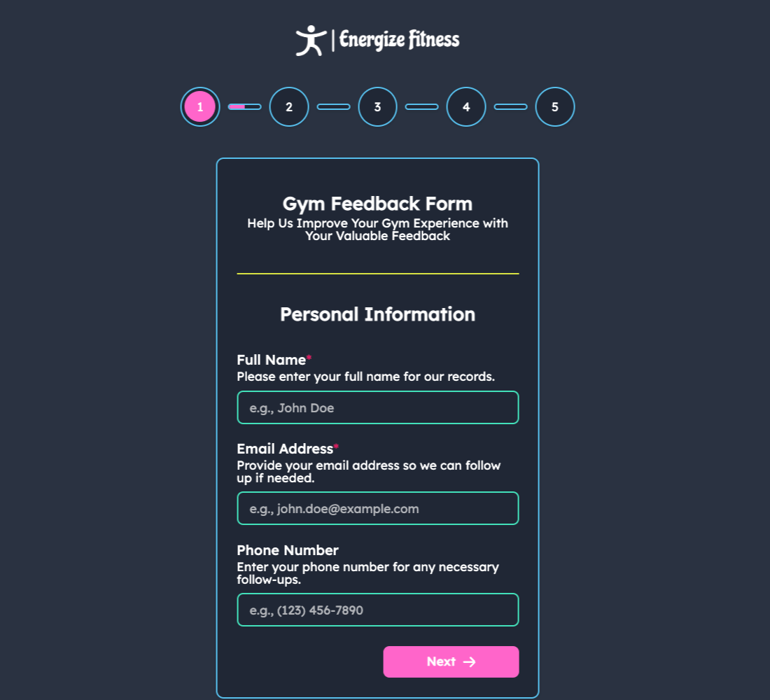 Gym Feedback Form