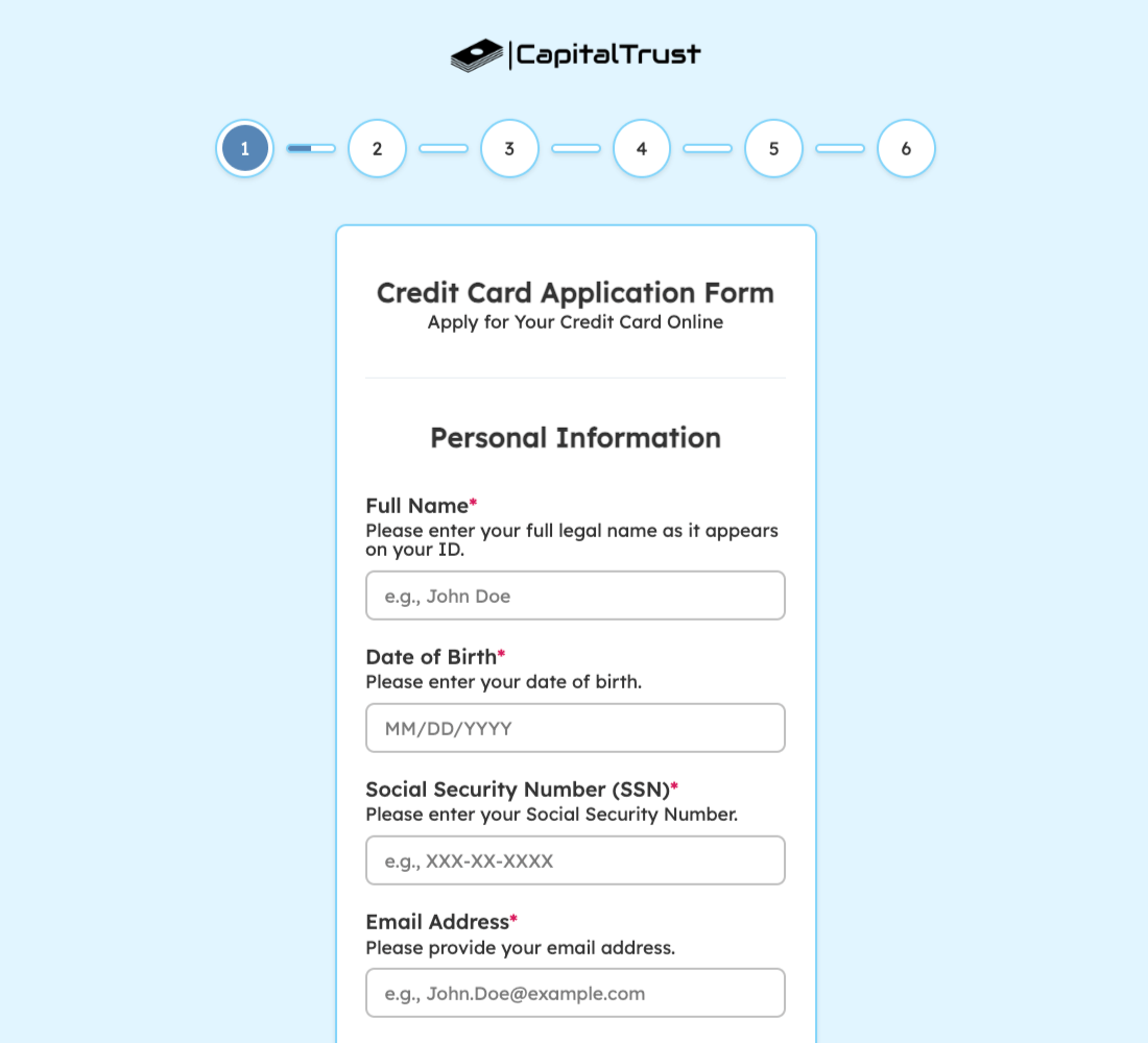 Credit Card Application Form