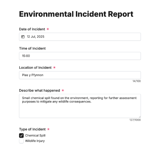 Environmental Incident Report Form
