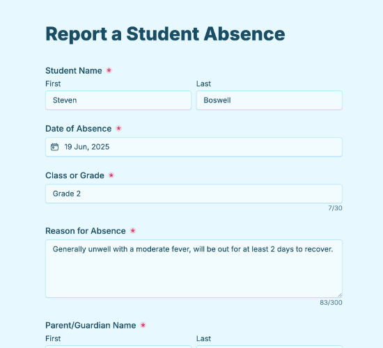 Student Absence Form