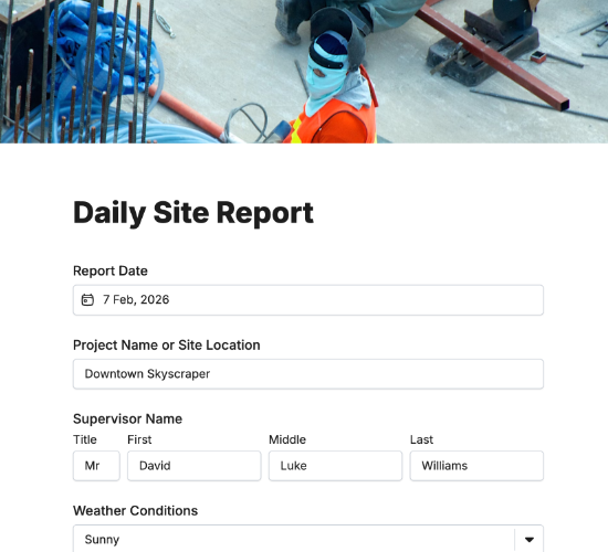 Daily Site Report Form