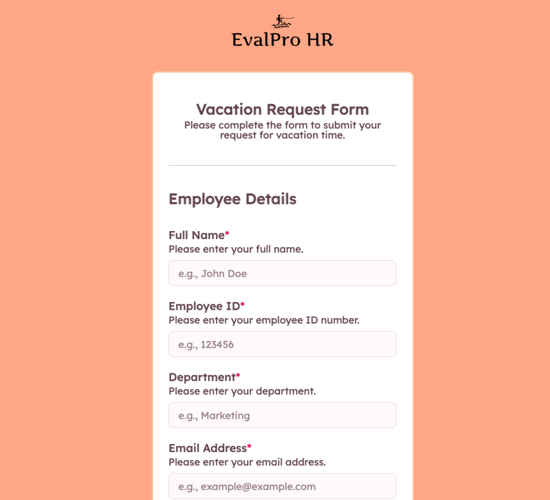 Vacation Request Form