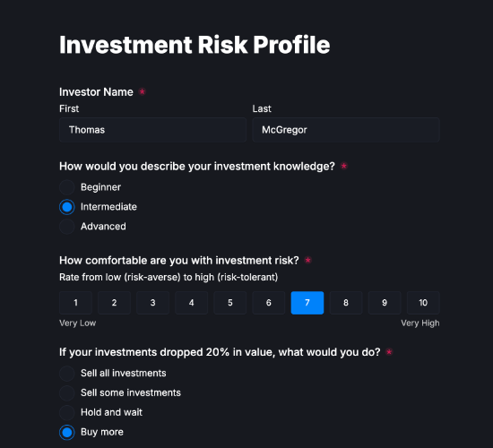 Investment Risk Assessment Form