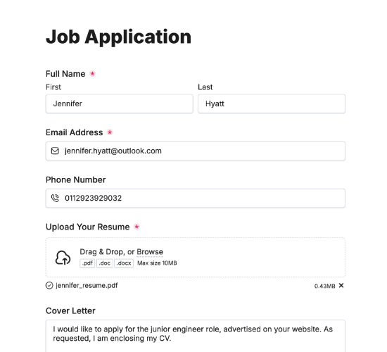 Job Application Form