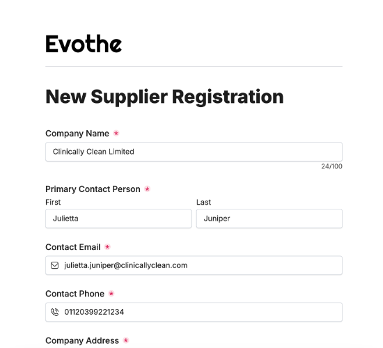 Supplier Onboarding Form