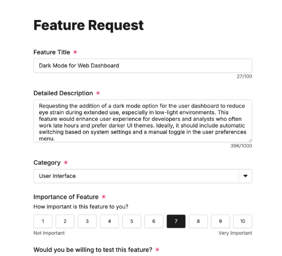 Software Feature Request Form