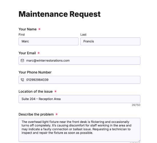 Maintenance Request Form