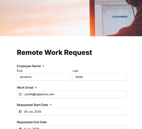 Remote Work Request Form