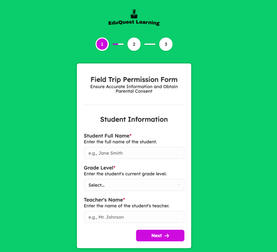 Field Trip Permission Form