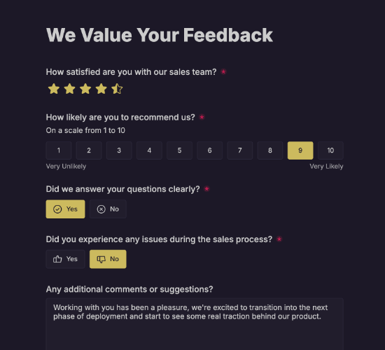 Sales Feedback Form