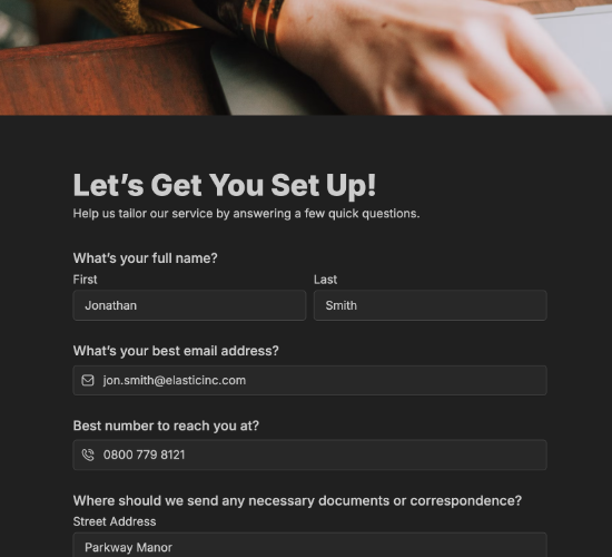 New Customer Onboarding Form
