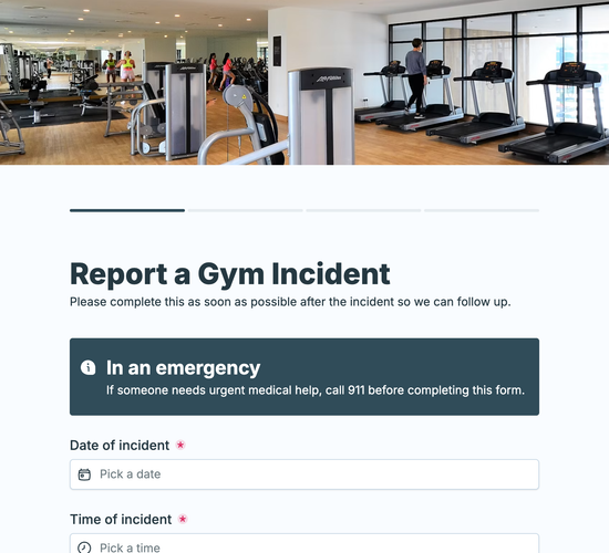 Gym Incident Report Form
