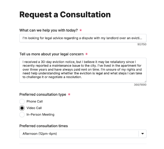 Legal Consultation Request Form