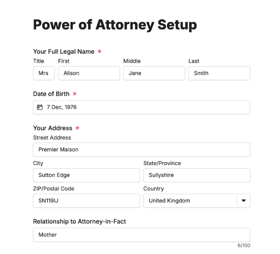 Power of Attorney Form