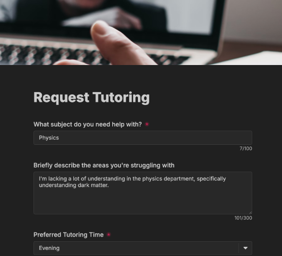 Online Tutoring Request Form