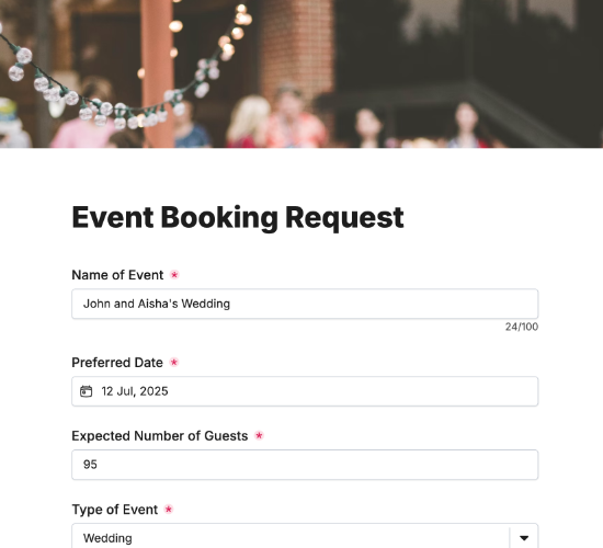 Event Booking Request Form