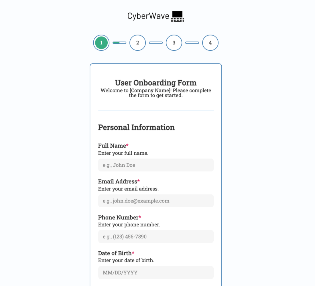 User Onboarding Form