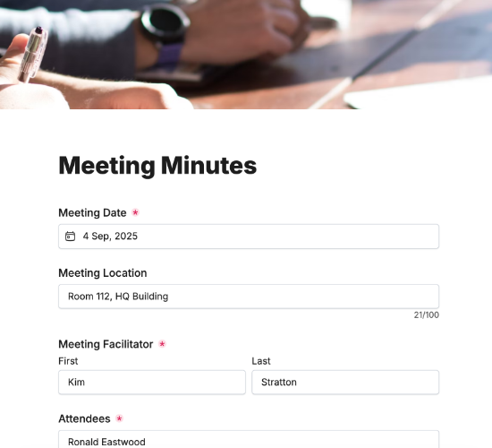 Project Meeting Minutes Form