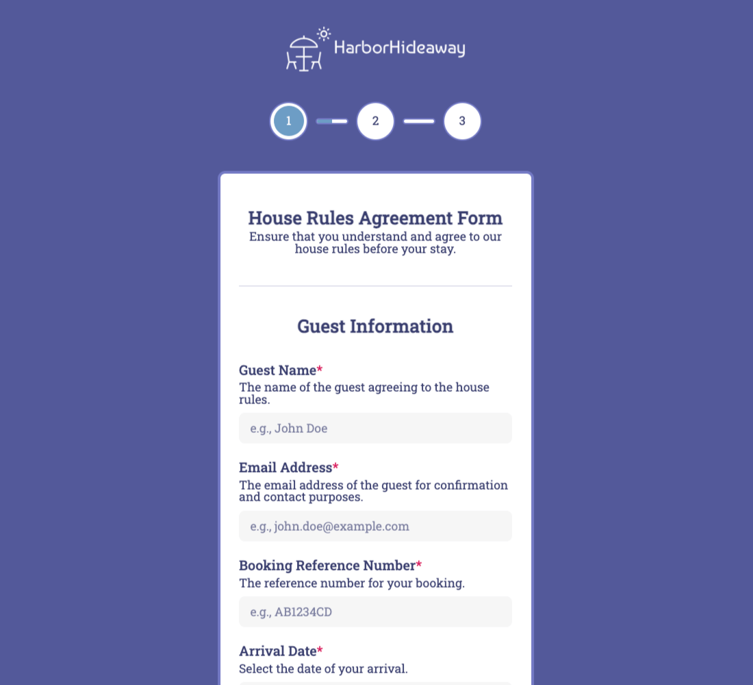 House Rules Agreement Form