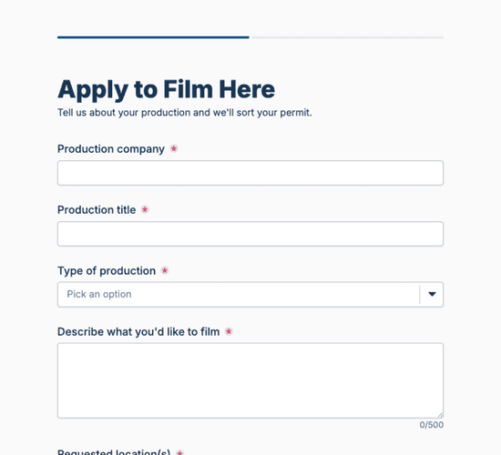Filming Permit Application Form