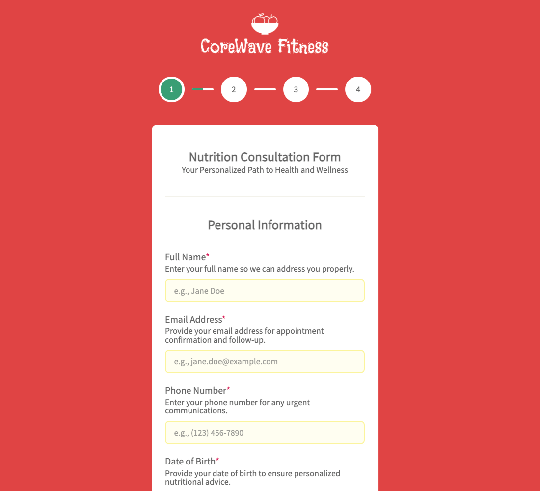 Nutrition Consultation Form