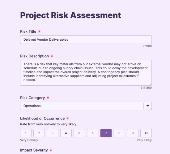 Risk Assessment Form