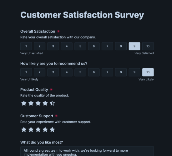 Customer Satisfaction Survey Form