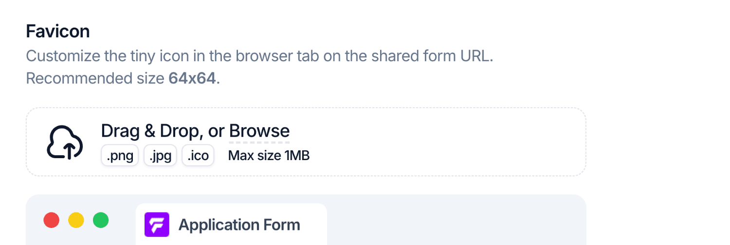 The Favicon settings within Fun Forms