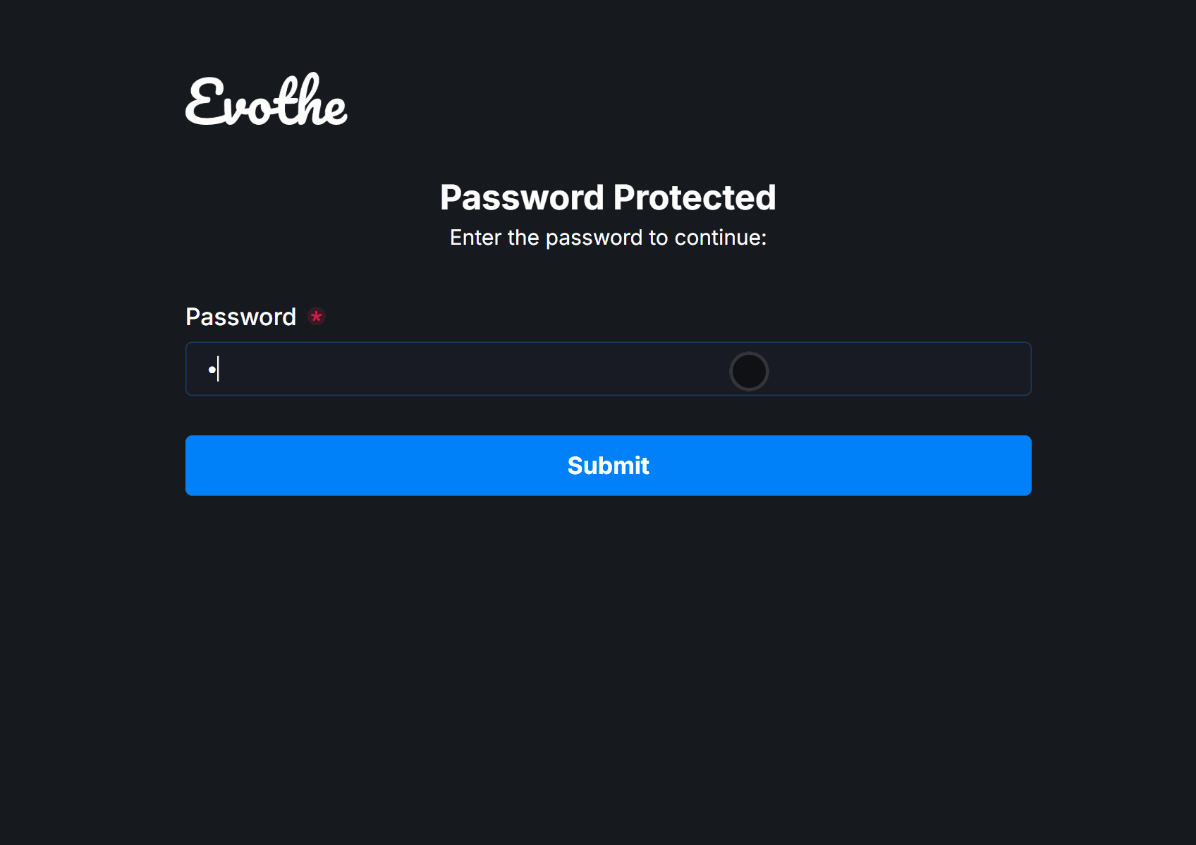 Demonstrating Password acceptance and proceeding to the form for Password Protected form