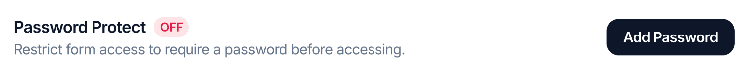 Enabling Password Protect in the Fun Forms Access settings