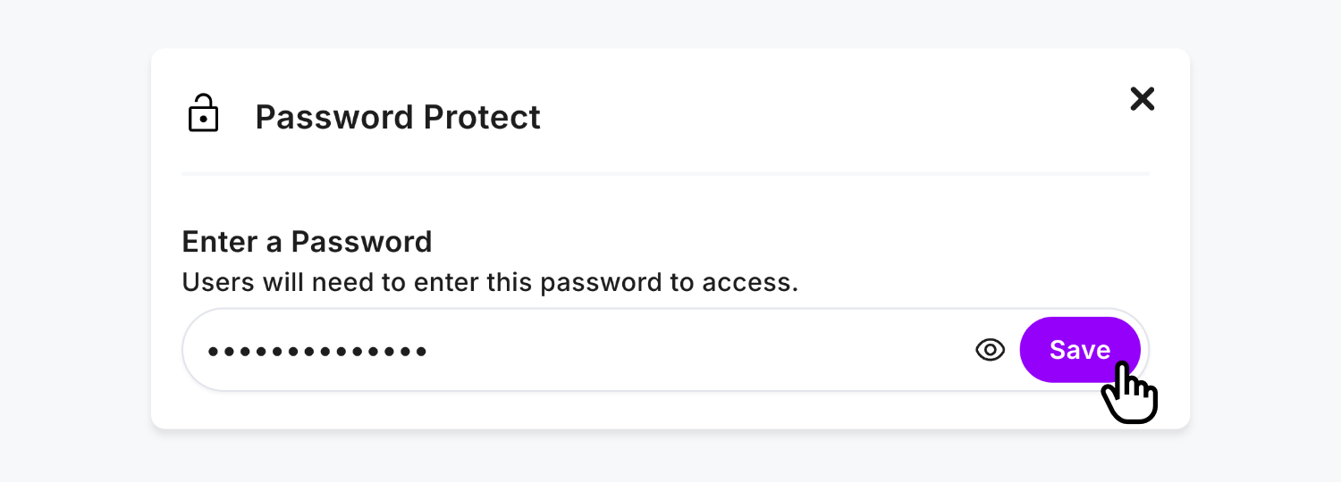 Setting a Password within Password Protect Settings