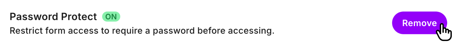 Password Protect Setting Enabled in the Fun Forms app