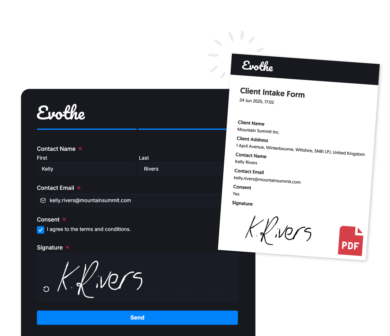 Example Form that generates a PDF Result