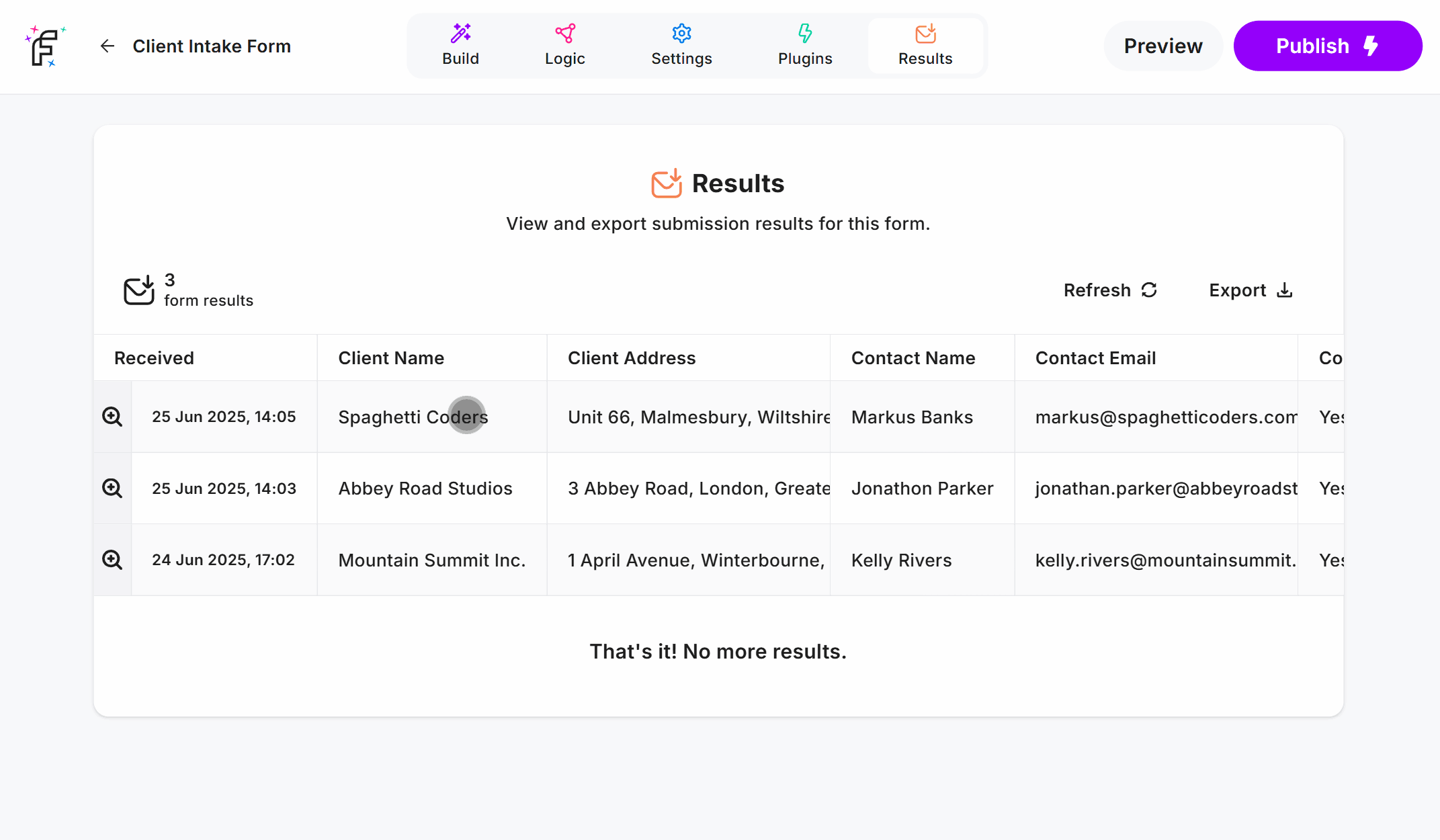 Viewing Results within the Results Dashboard