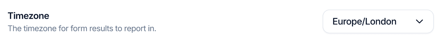The Timezone setting within a Fun Forms workspace