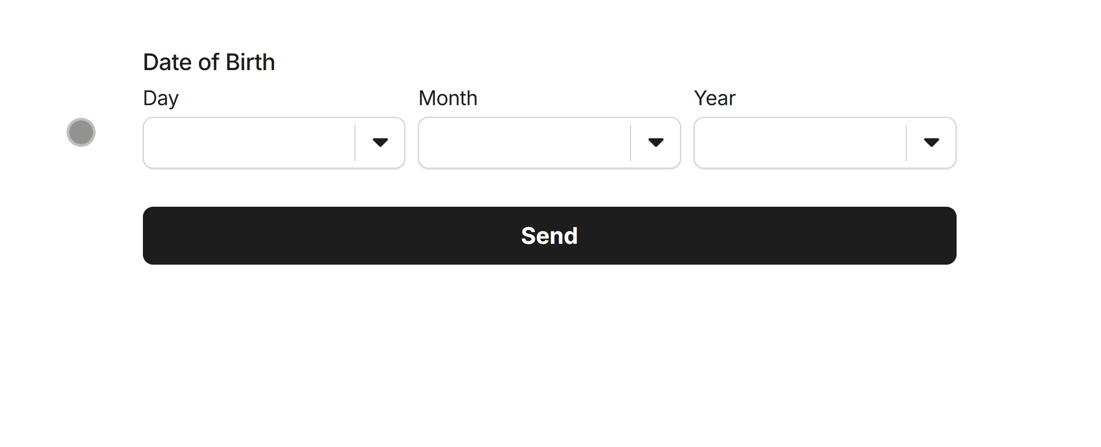 Entering a date of birth into the Date of Birth Field in a form