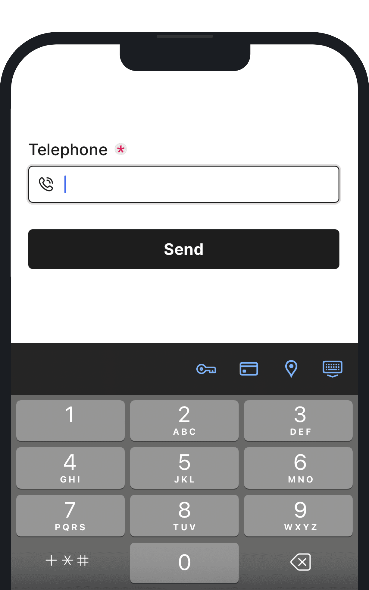Mobile keypad support for the Telephone Field